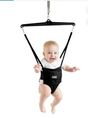 Jolly Jumper Iconic (Black), Doorway Baby Jumper, Indoor Exercise Saddle Seat